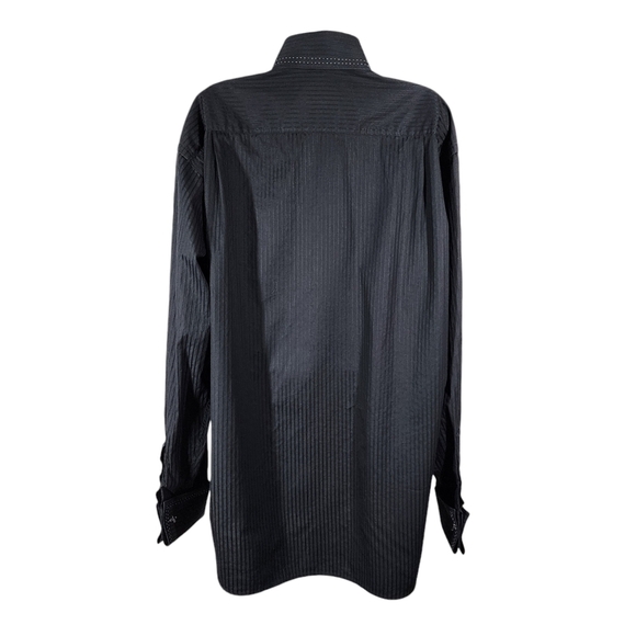 AXXESS PIN STRIPE BUTTON DOWN SHIRT WITH CUFF LINKS - Picture 2 of 11